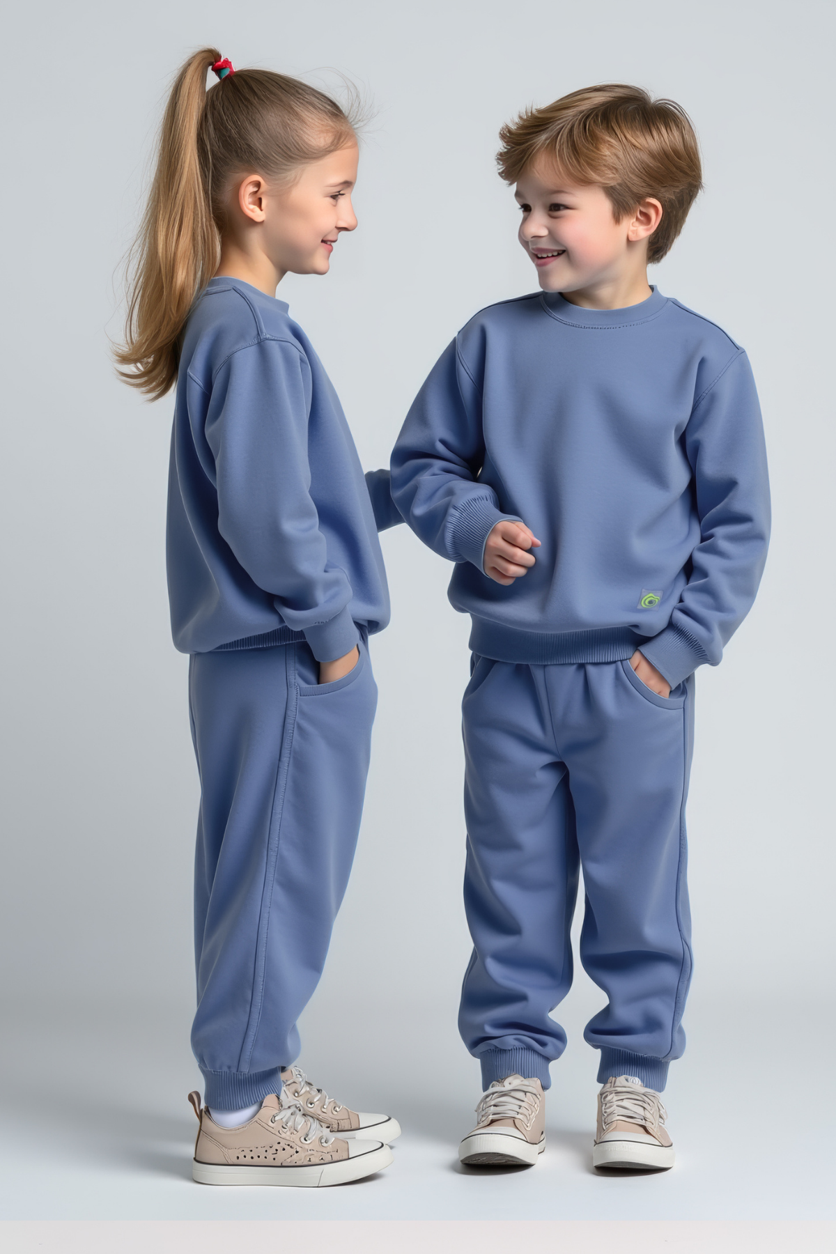 Atter Koloni Mavi Pamuklu Çocuk Sweatshirt Jogger 2'li Takım 