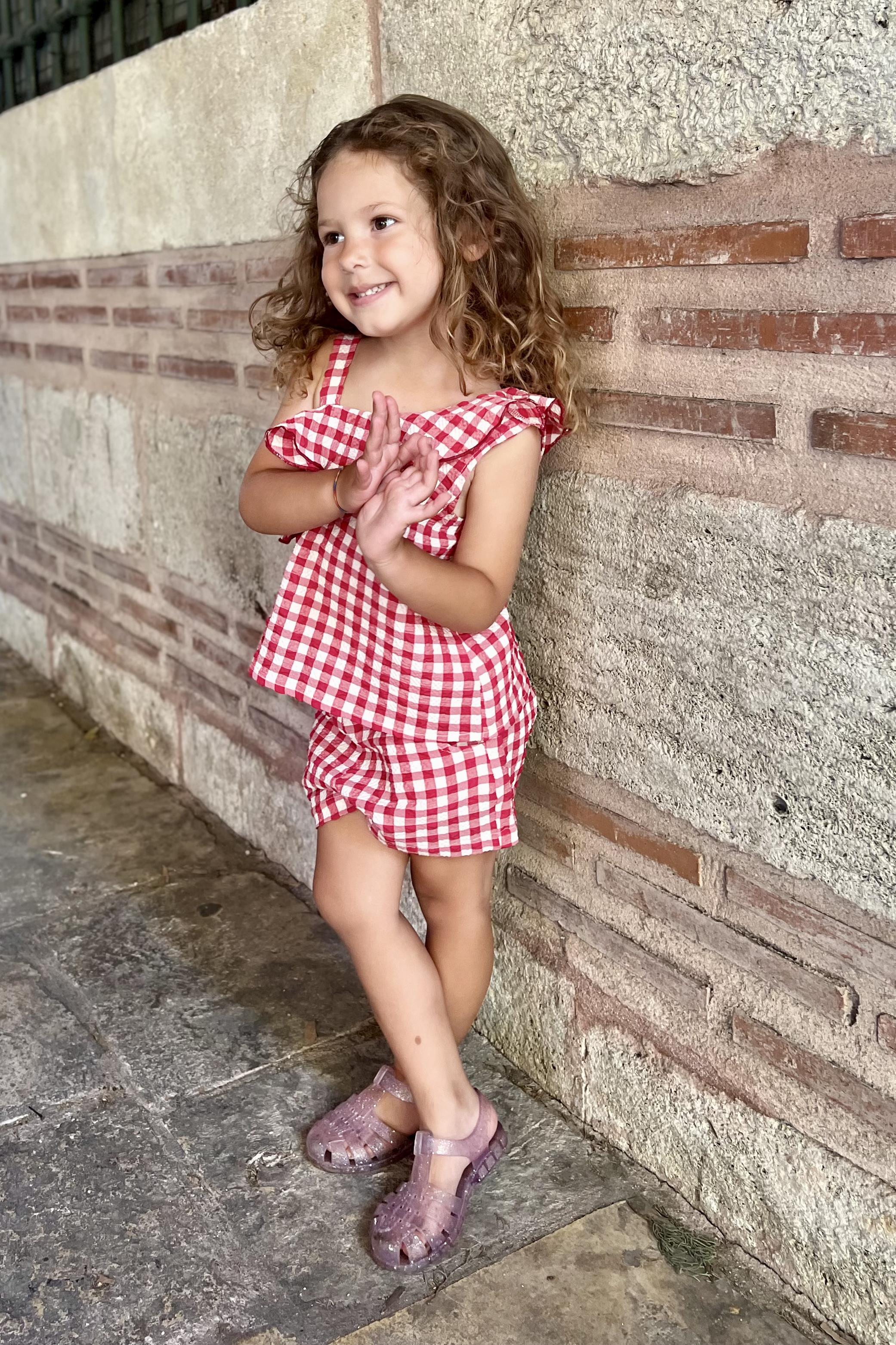 Kırmızı Pötikare Kız Çocuk Şort