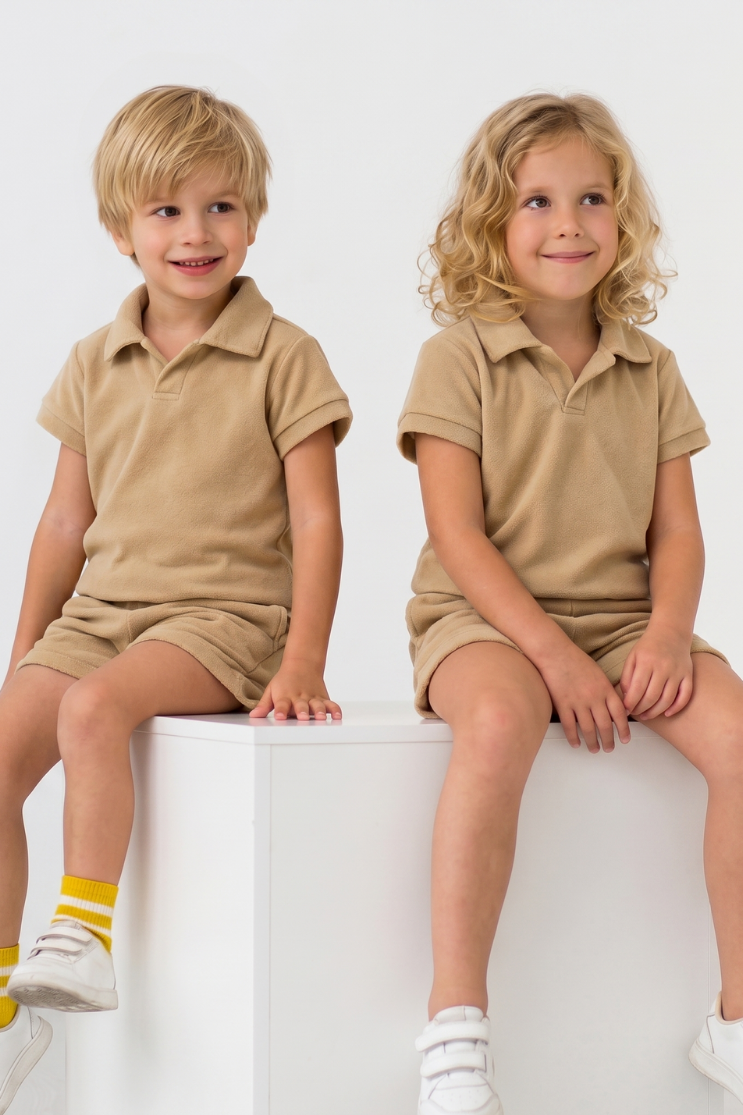 Ren Zeytin Gri Çocuk Havlu Şort Tshirt 2li Takım