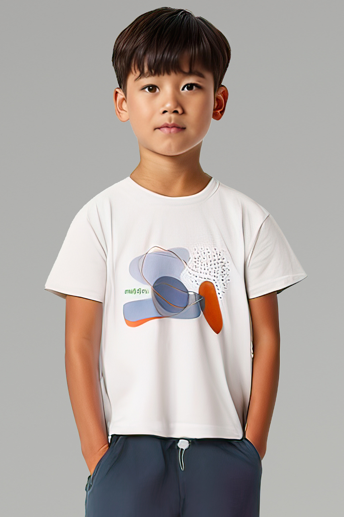 Gavin Ekru Baskılı Pamuklu Erkek Çocuk Tshirt