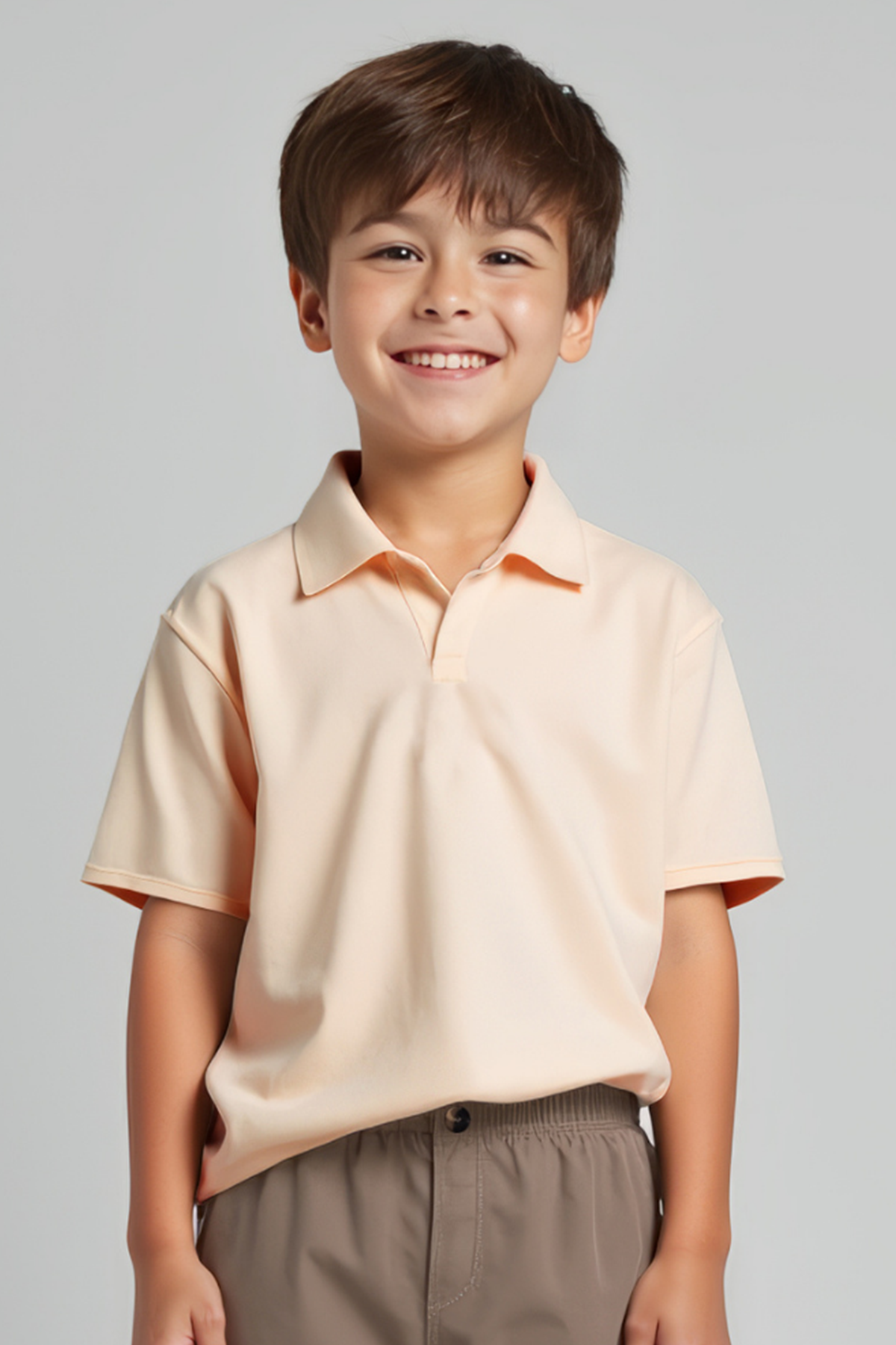 Sinor Taş Rengi Pamuklu Polo Yaka Erkek Çocuk Tshirt