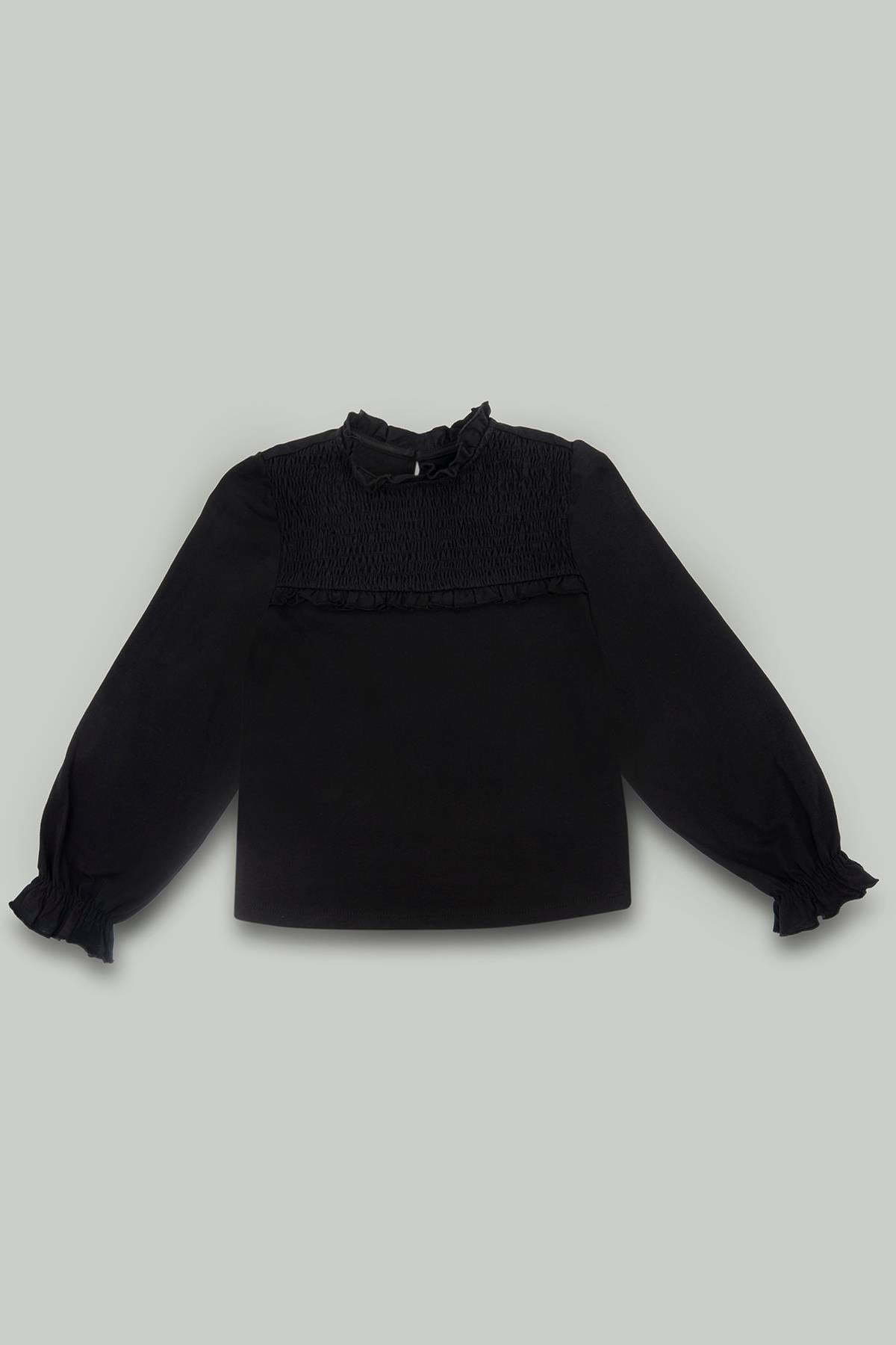 Kız Çocuk Gipeli Uzun Kollu Siyah Tshirt