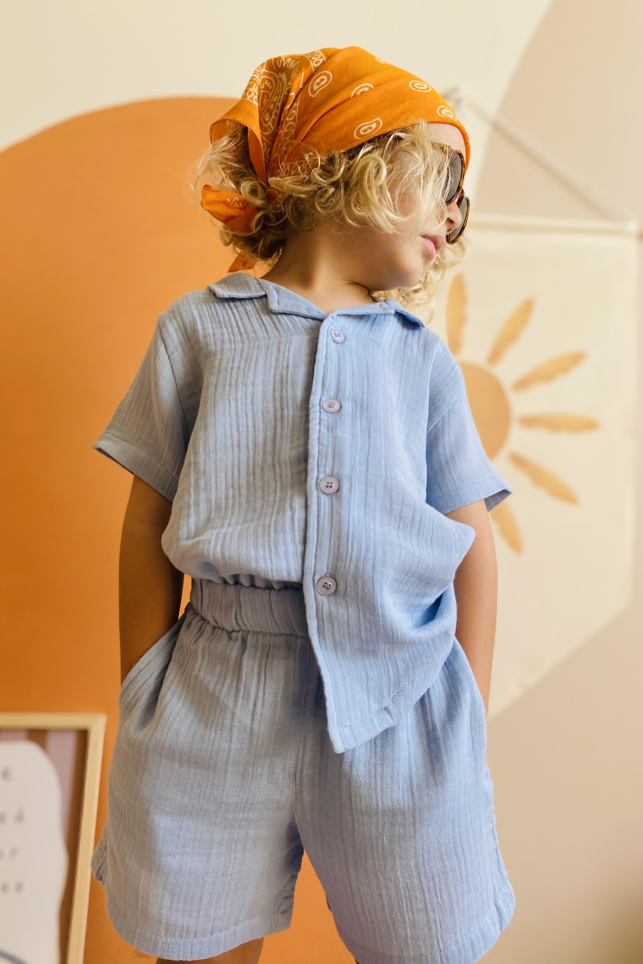 Nate Açık Mavi Muslin Erkek Çocuk Gömlek