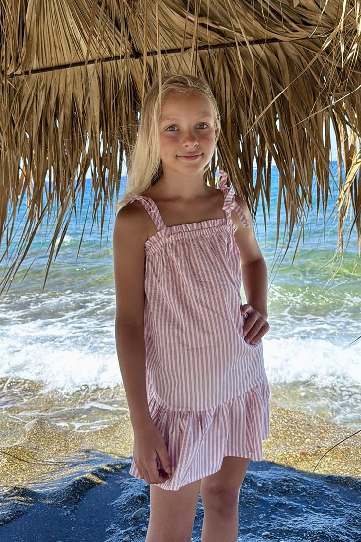 Watts Pembe Çizgili Kız Çocuk Elbise