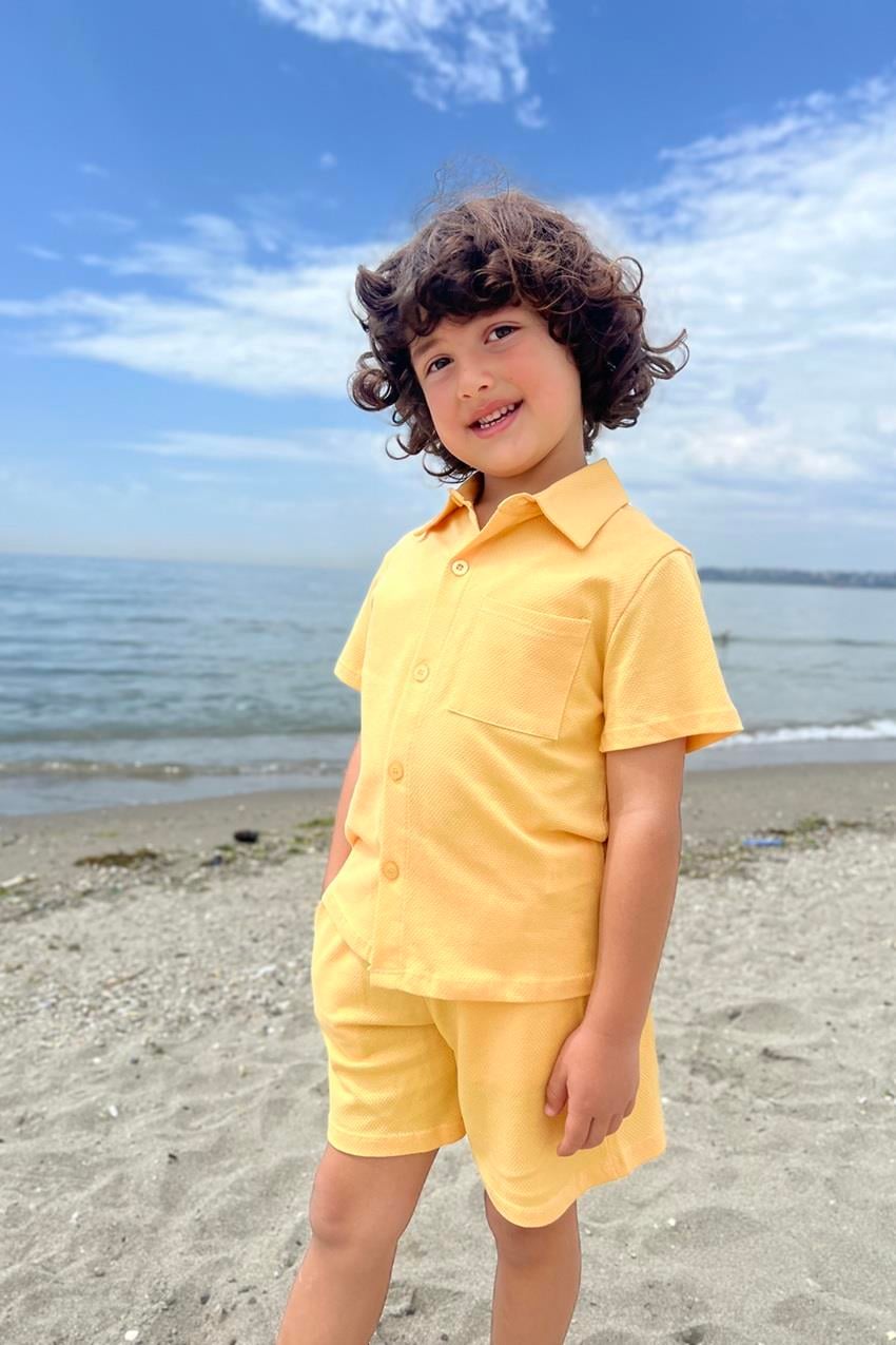 Luke Sunset Gold Erkek Çocuk Şort Gömlek 2'li Takım 