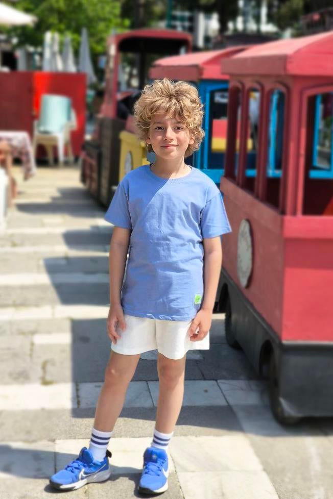 Solid Pamuklu Cepli Erkek Çocuk Ekru Şort