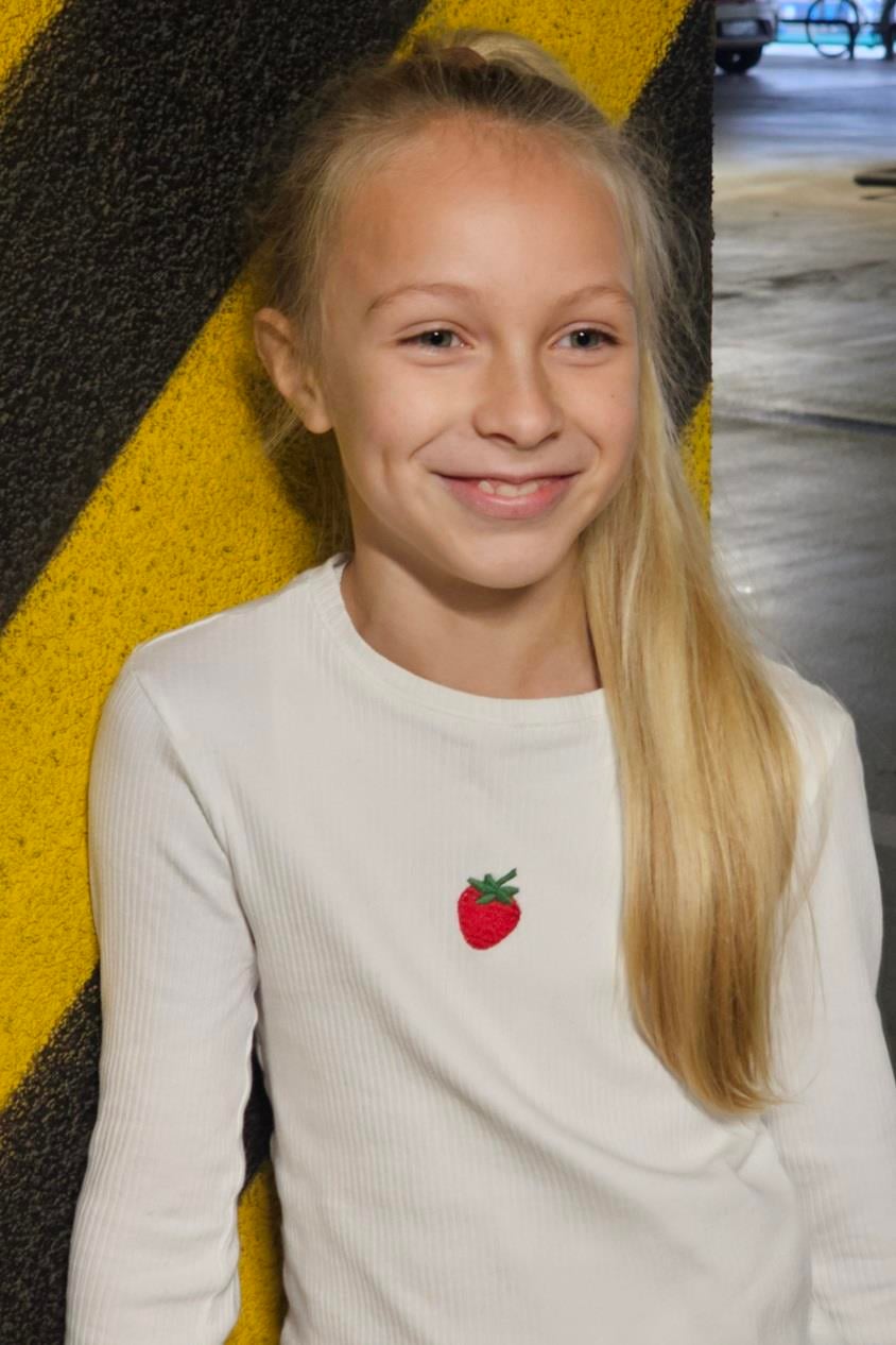 Uzun Kollu Kaşkorse Ekru Kız Çocuk Tshirt