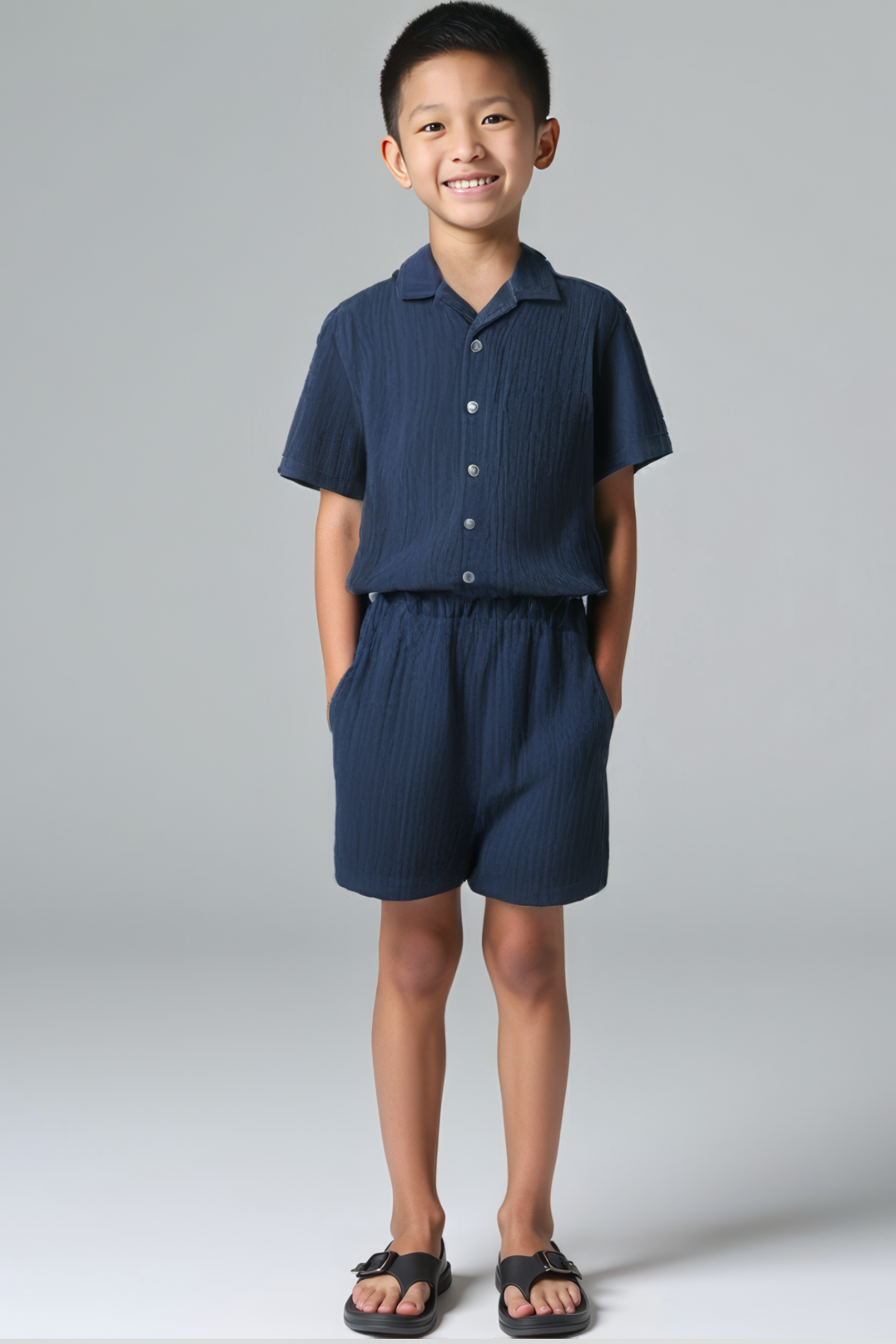 Nate Indigo Muslin Erkek Çocuk Şort