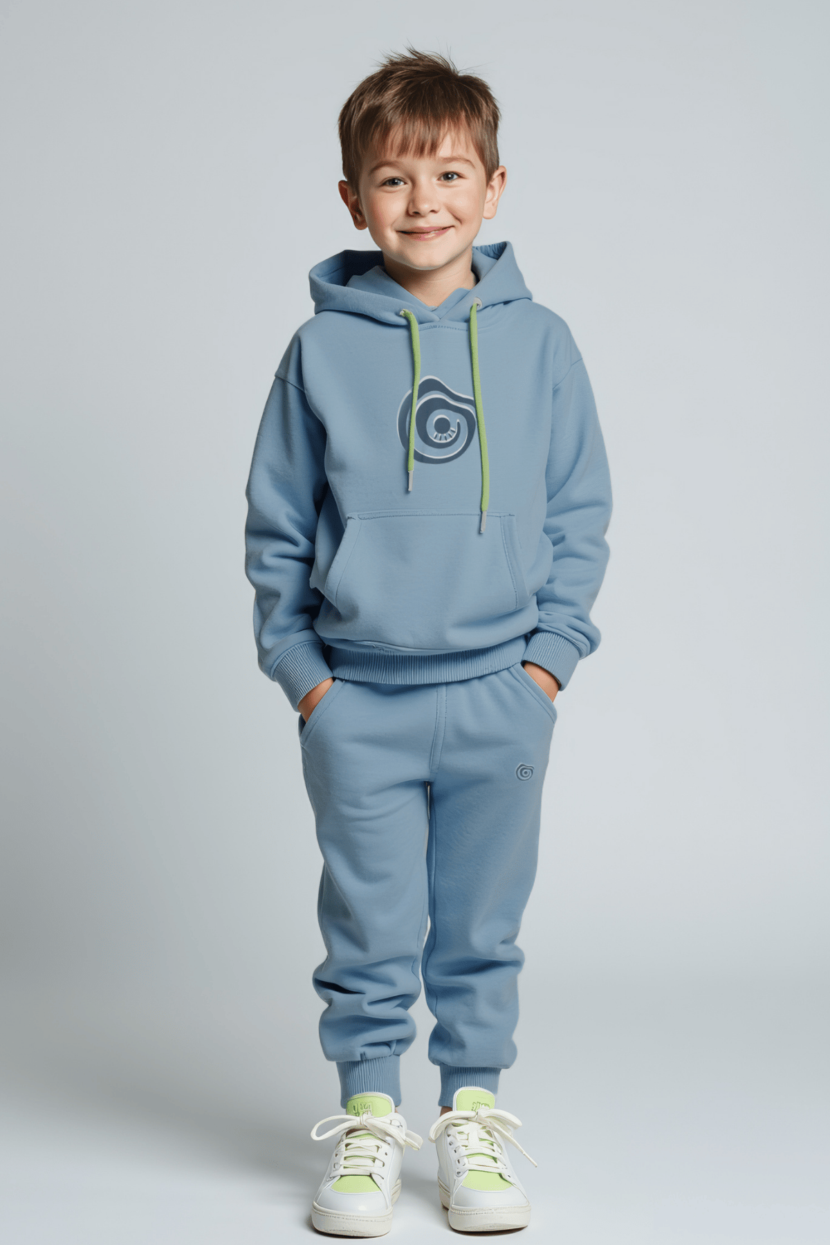 Platon Açık Mavi Baskılı Pamuklu Erkek Çocuk Sweatshirt Jogger 2'li Takım