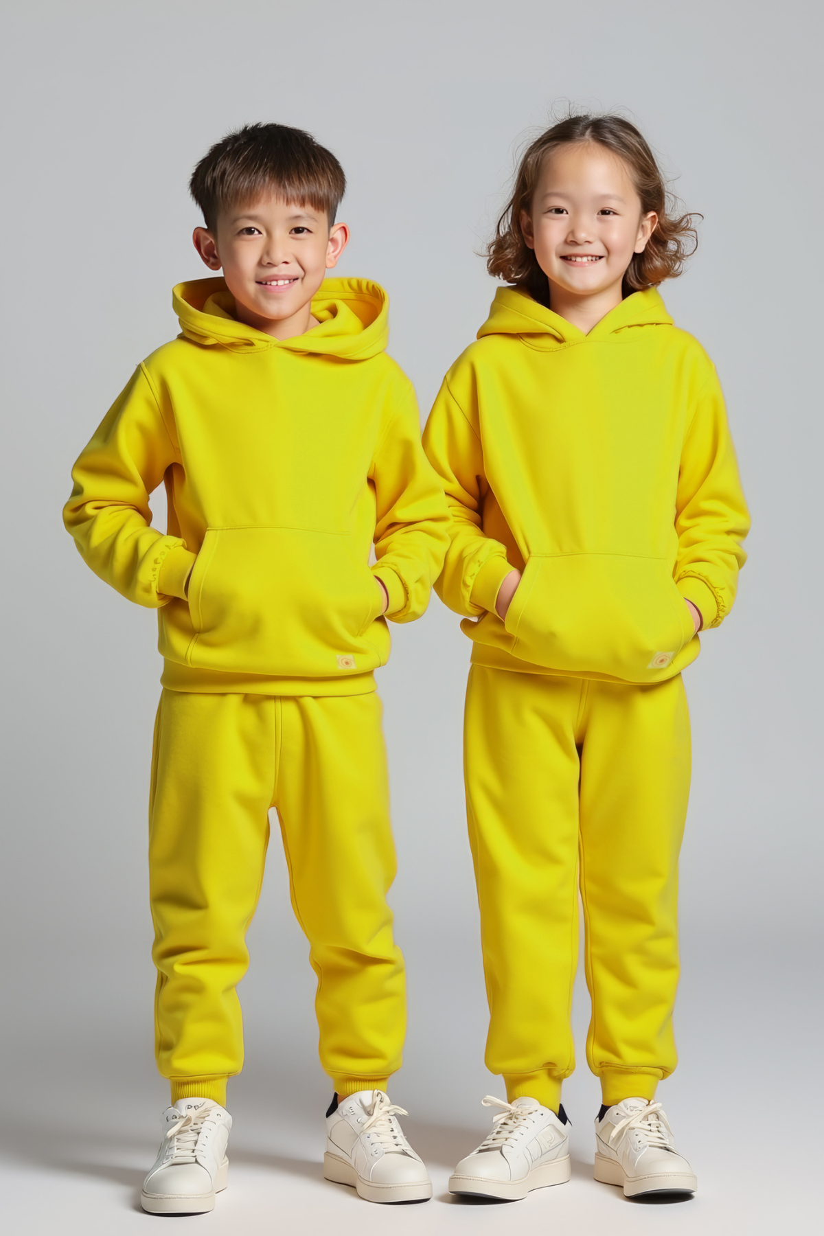 Uthar Kükürt Yayı Pamuklu Kapşonlu Çocuk Sweatshirt Jogger 2'li Takım 