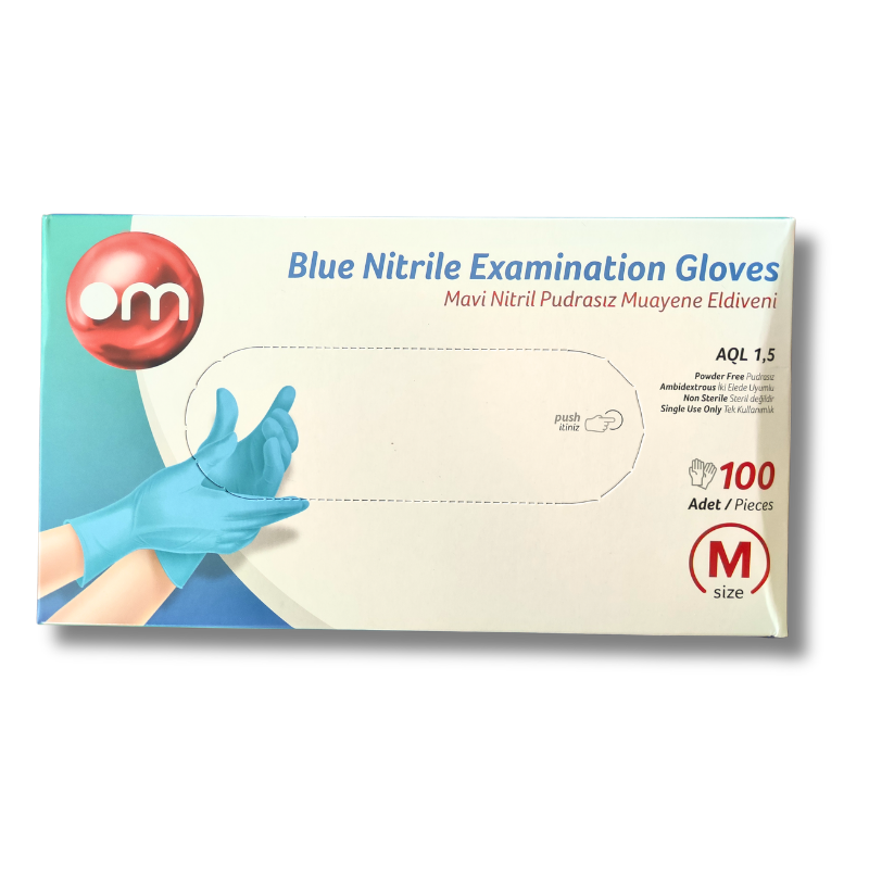 Mavi Nitril Pudrasız Muayene EldiveniMavi Nitril Pudrasız Muayene Eldiveni