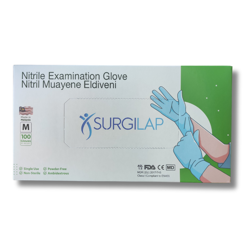 Surgilap Mavi Nitril Pudrasız Muayene EldiveniSurgilap Mavi Nitril Pudrasız Muayene Eldiveni