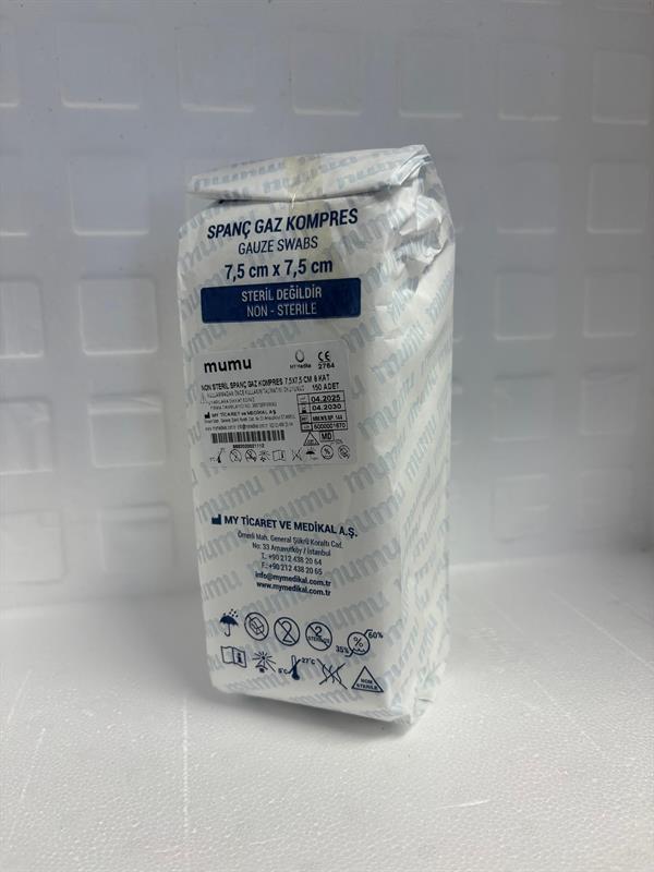 Mumu Non-Sterile Spanç Gaz Kompres 7,5x7,5 cm 8 KatMumu Non-Sterile Spanç Gaz Kompres 7,5x7,5 cm 8 Kat