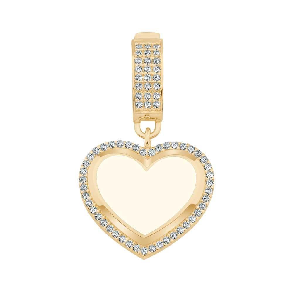 Beyaz Taşlı Kalp Kolye Ucu Charm