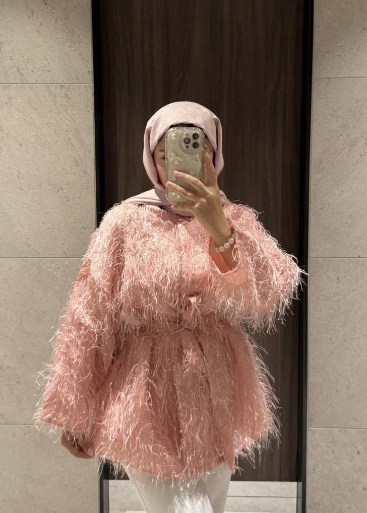 Püsküllü Ceket Pembe