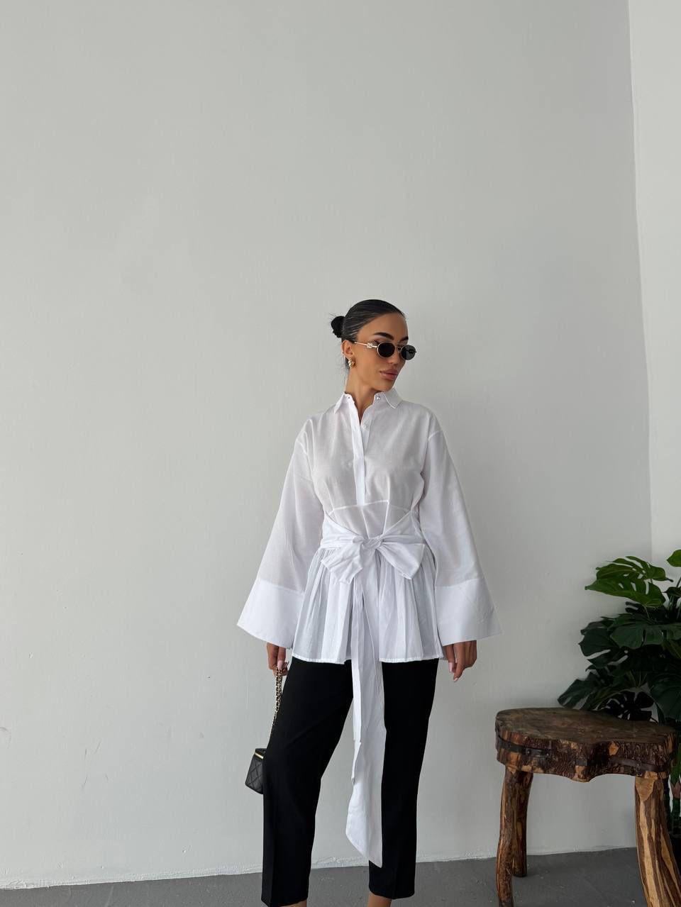 Bağlamalı Gömlek Beyaz