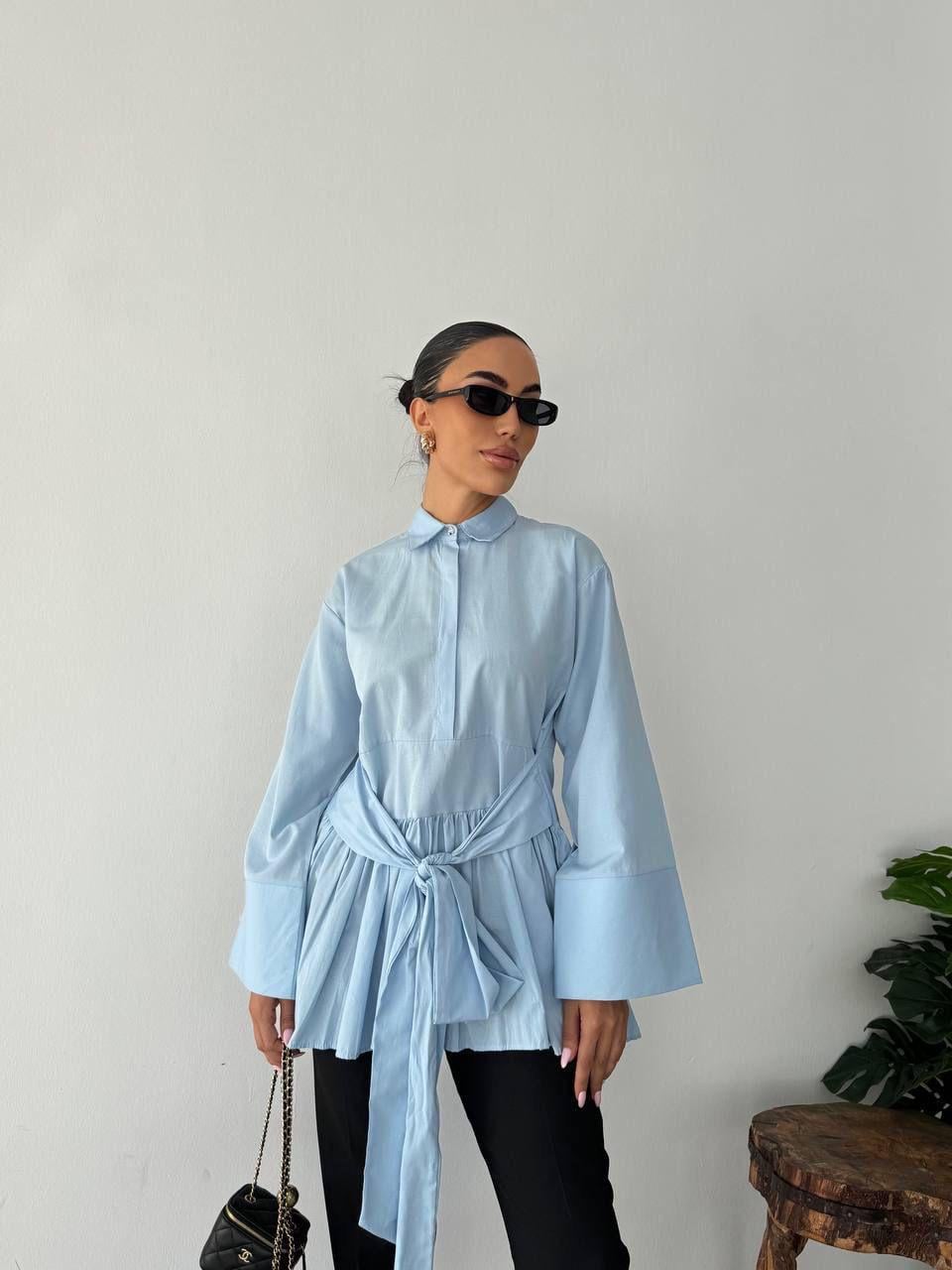 Bağlamalı Gömlek Mavi