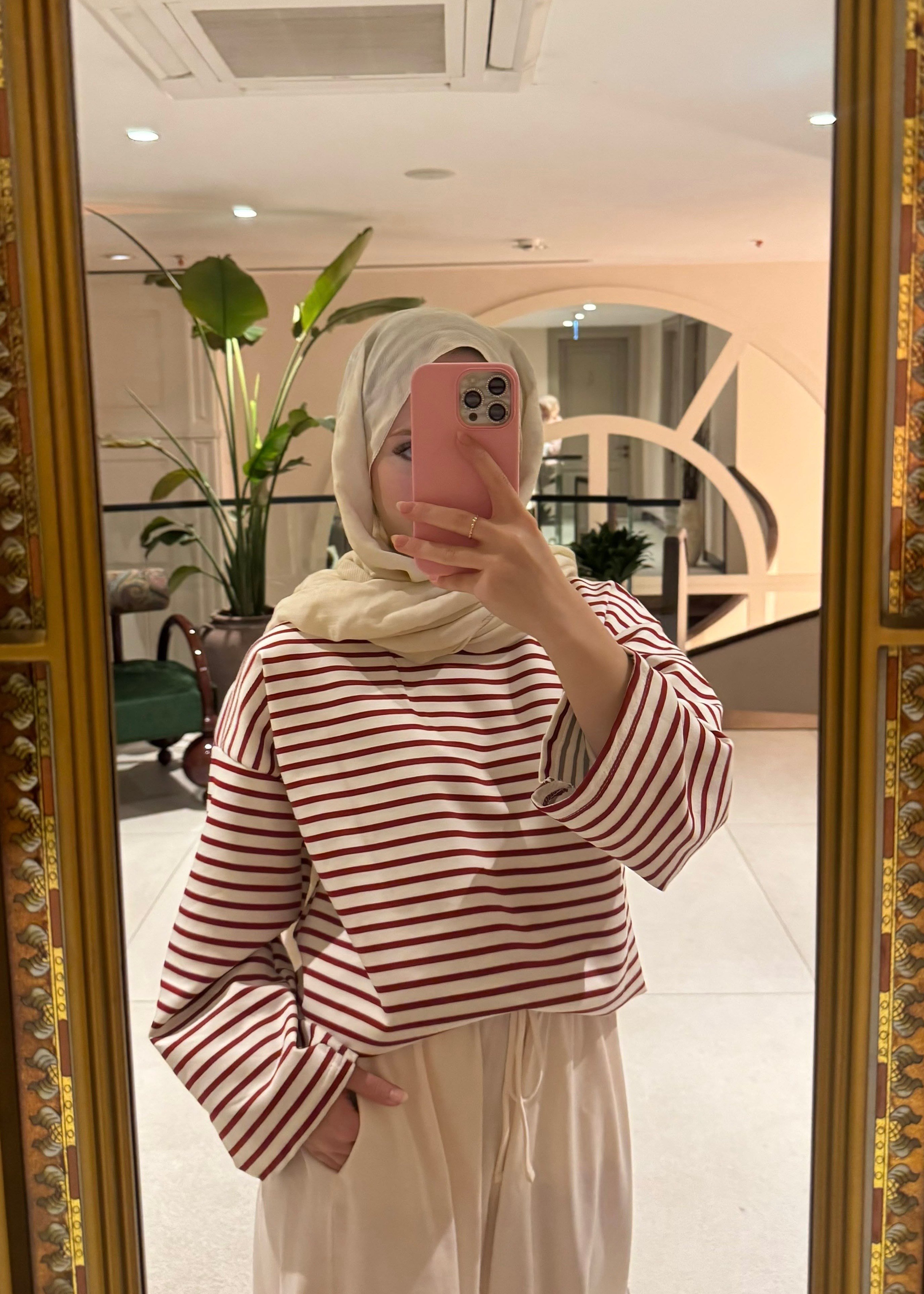 Çizgili Sweatshirt Kırmızı