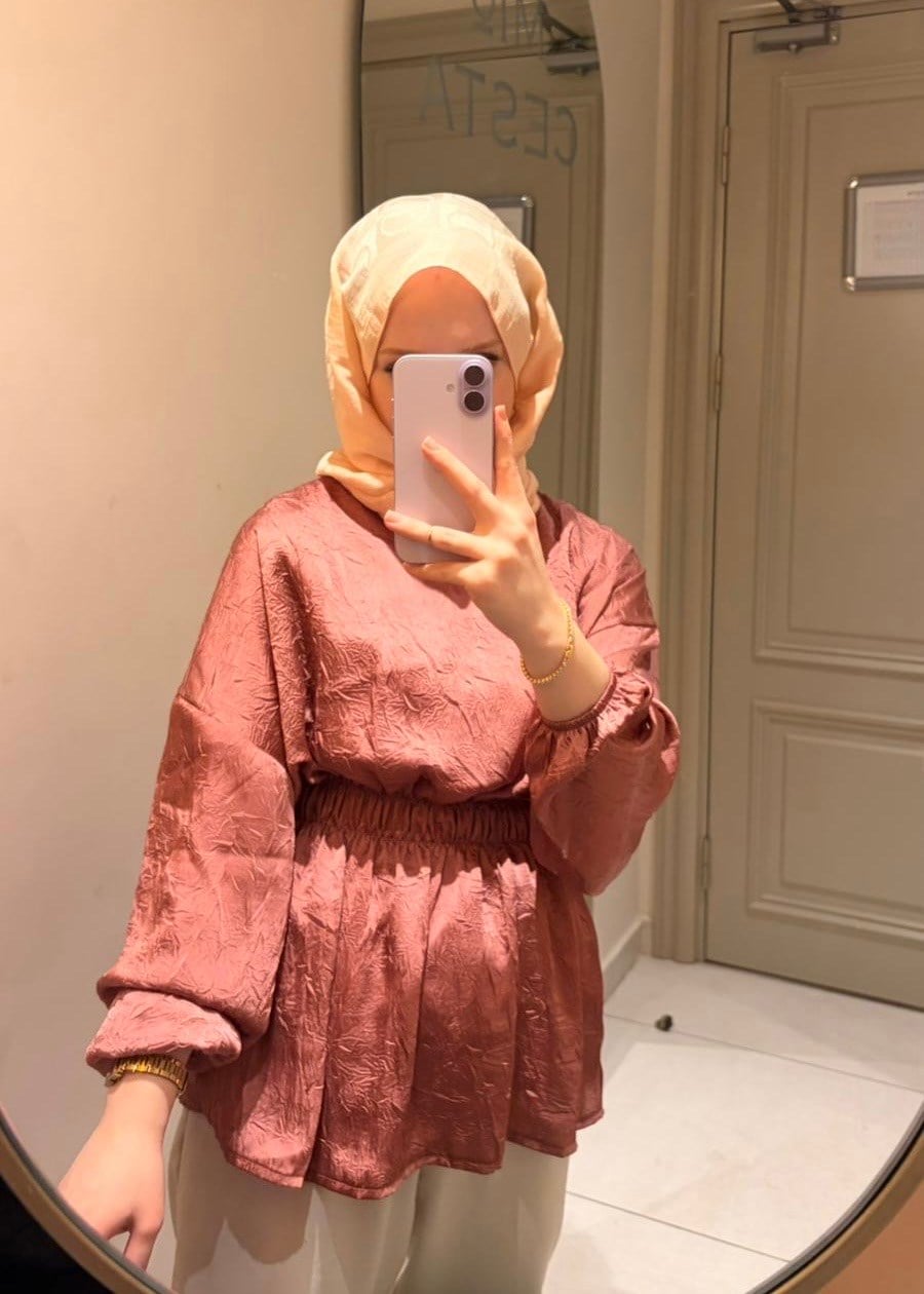 Kırışık Bluz Gül Kurusu
