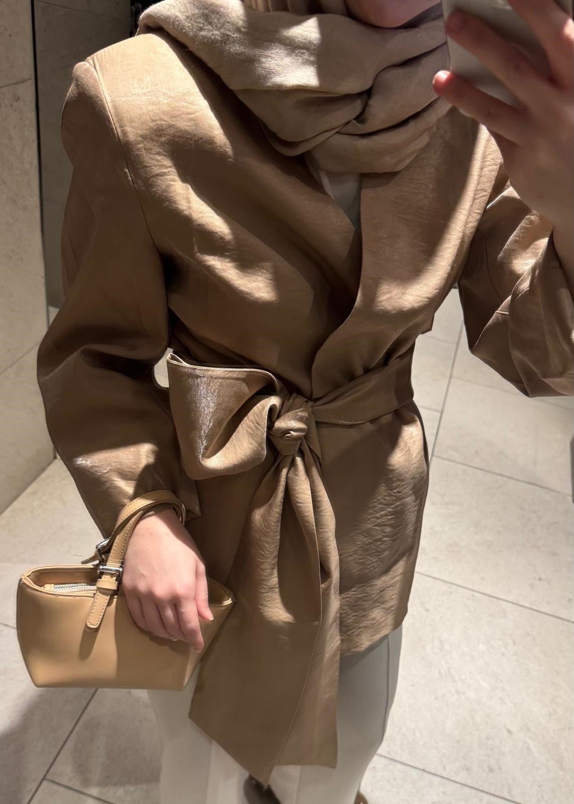 Kuşaklı Ceket Kahve