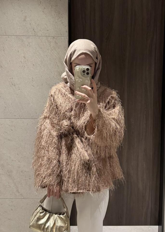 Püsküllü Ceket Bej