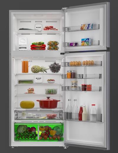 Arçelik Yenilenmiş Ürün 578557 EI MaxiFit Üstten Donduruculu Buzdolabı İnox