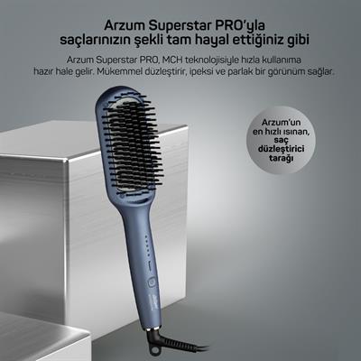 Arzum AR5082-O Superstar Pro Saç Düzleştirici Fırça- Okyanus