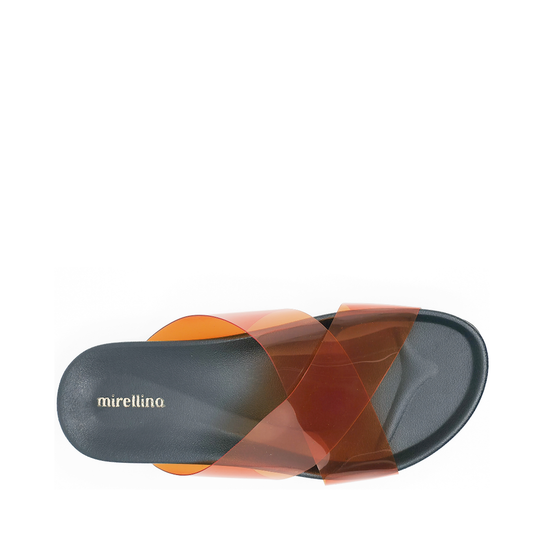 Elena Turuncu Çapraz Şeffaf Bantlı Terlik