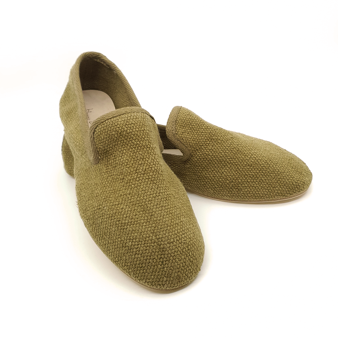 Barbara - Haki Koton Kumaş Barefoot Loafer Ayakkabı