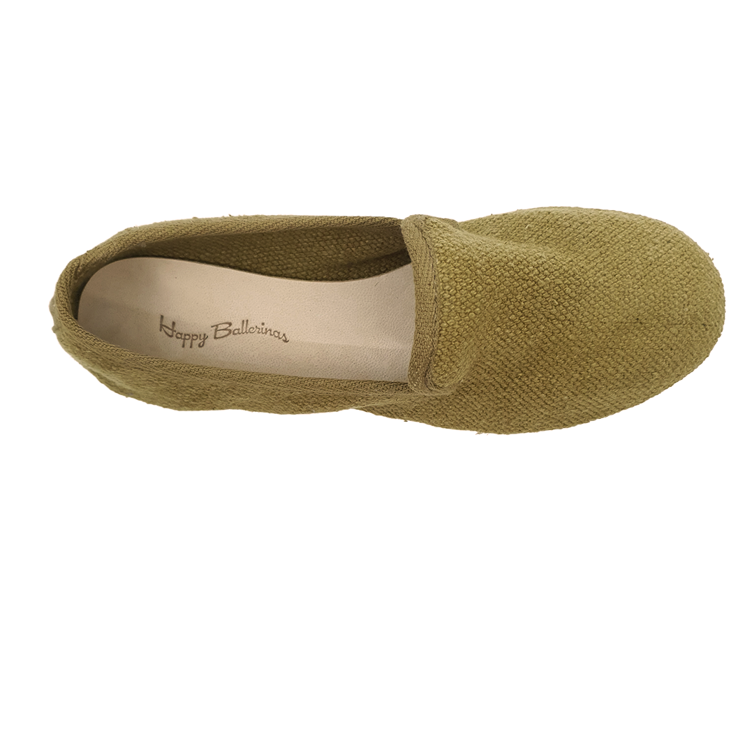 Barbara - Haki Koton Kumaş Barefoot Loafer Ayakkabı