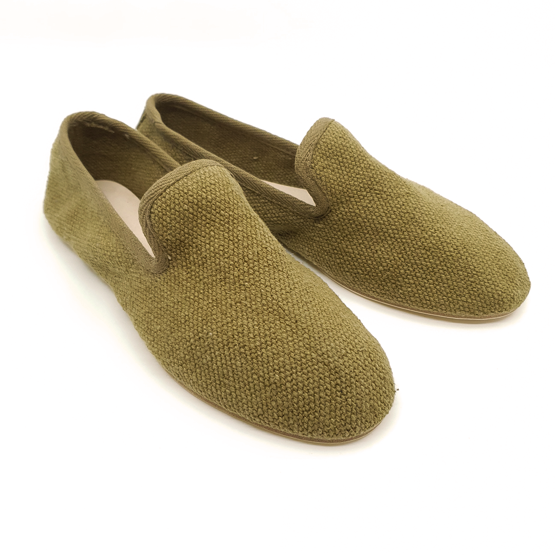 Barbara - Haki Koton Kumaş Barefoot Loafer Ayakkabı