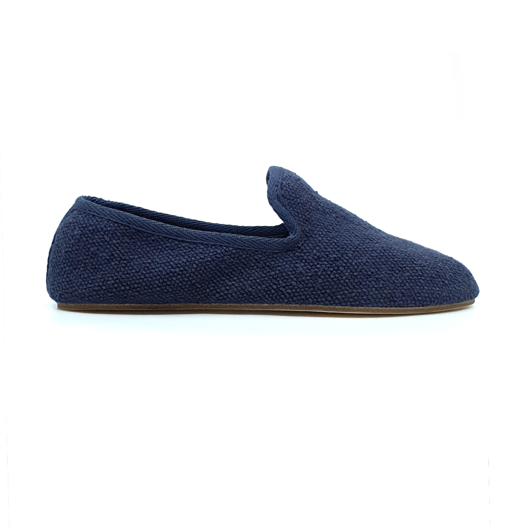 Barbara - Lacivert Koton Kumaş Barefoot Loafer Ayakkabı