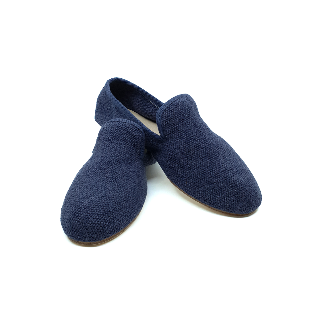 Barbara - Lacivert Koton Kumaş Barefoot Loafer Ayakkabı
