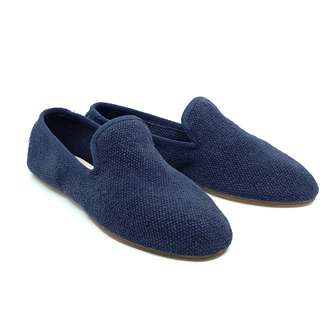 Barbara - Lacivert Koton Kumaş Barefoot Loafer Ayakkabı