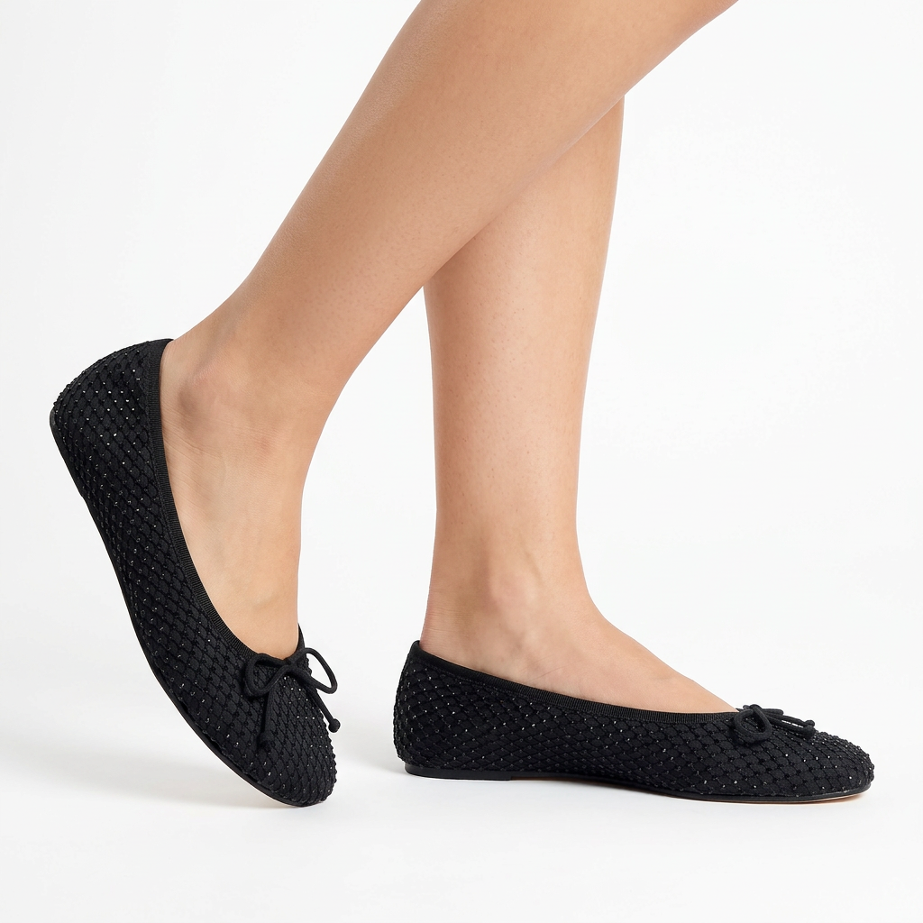 Lucia - Siyah Taş İşlemeli Barefoot Babet