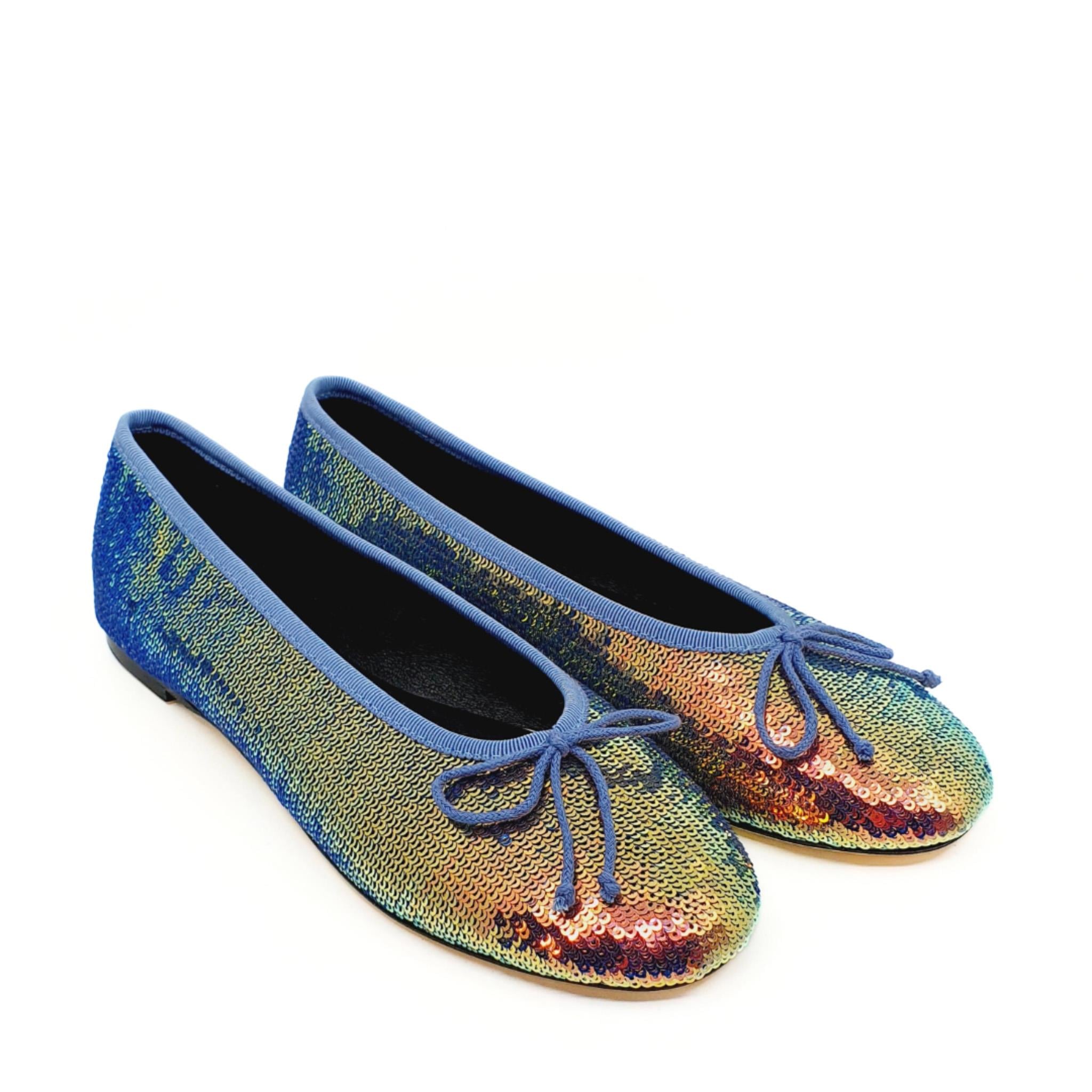 Positano - Multicolor Metalik Payetli Babet Ayakkabı