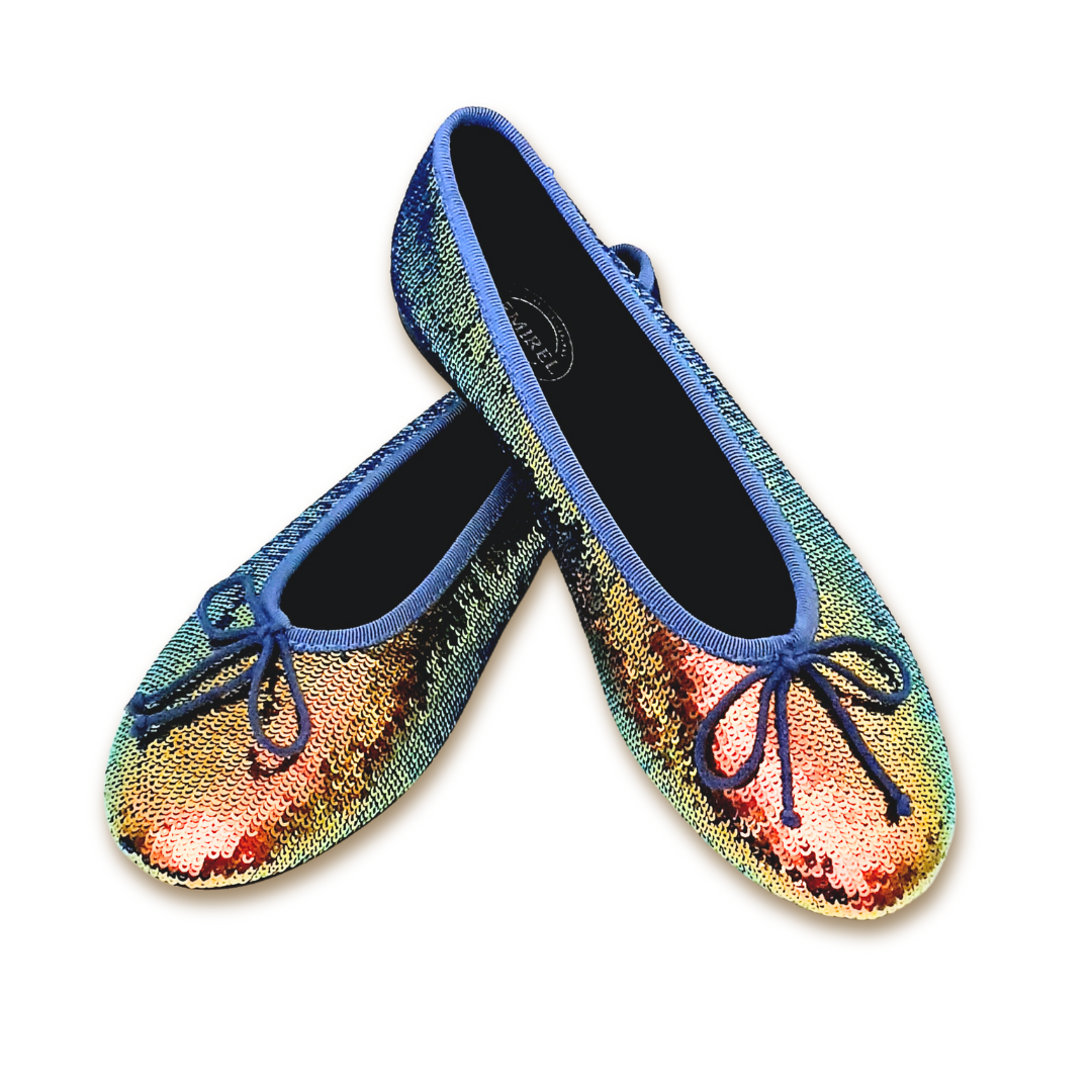 Positano - Multicolor Metalik Payetli Babet Ayakkabı