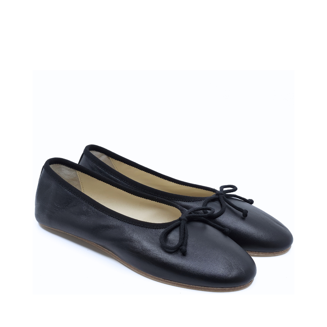 Arno - Siyah Deri Barefoot Babet Ayakkabı