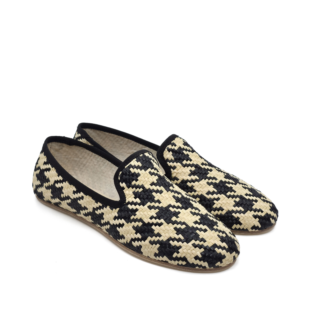 Barbara - Siyah-Ekru Örgü Barefoot Loafer Ayakkabı