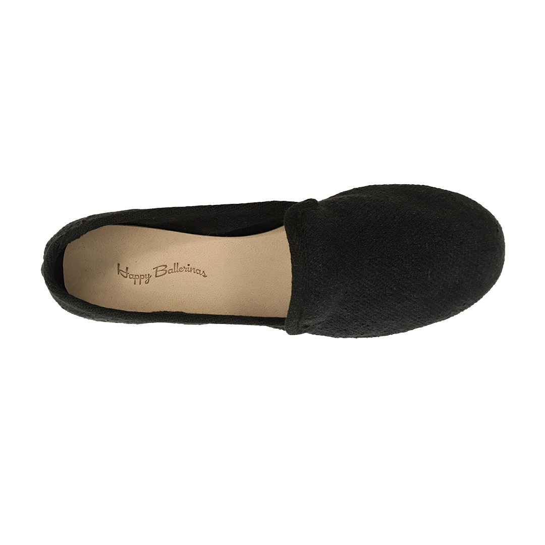 Barbara - Siyah Koton Kumaş Barefoot Loafer Ayakkabı