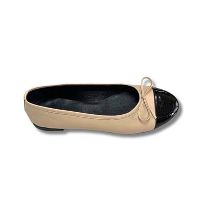 Alice - Siyah Maskaretli Bej Deri Babet Ayakkabı