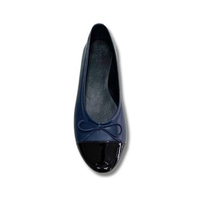 Alice - Siyah Maskaretli Lacivert Deri Babet Ayakkabı