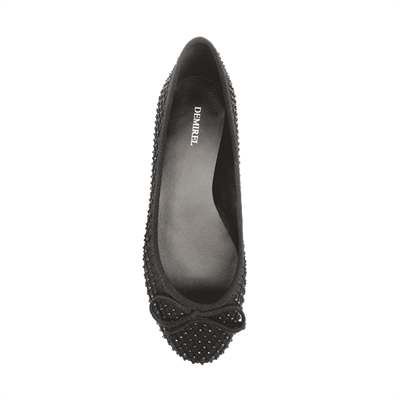 Capri - Siyah Taş İşlemeli Kumaş Babet Ayakkabı