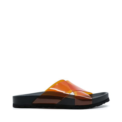 Elena Turuncu Çapraz Şeffaf Bantlı Terlik