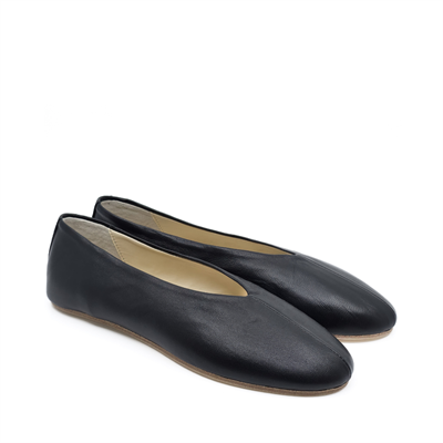 Ginevra - Siyah Deri Barefoot Babet