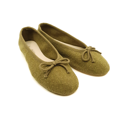 Athena - Haki Koton Kumaş Barefoot Babet Ayakkabı