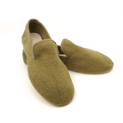 Barbara - Haki Koton Kumaş Barefoot Loafer Ayakkabı