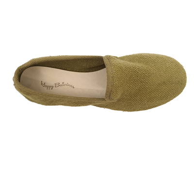 Barbara - Haki Koton Kumaş Barefoot Loafer Ayakkabı