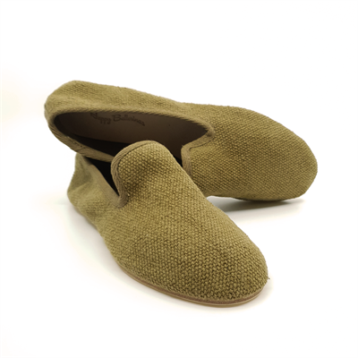 Barbara - Haki Koton Kumaş Barefoot Loafer Ayakkabı