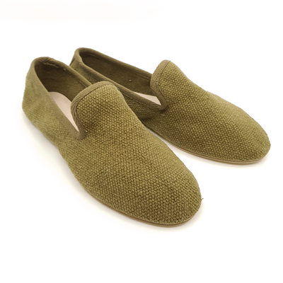 Barbara - Haki Koton Kumaş Barefoot Loafer Ayakkabı